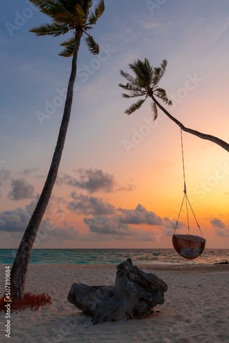 Colorful sunset on the beach photo