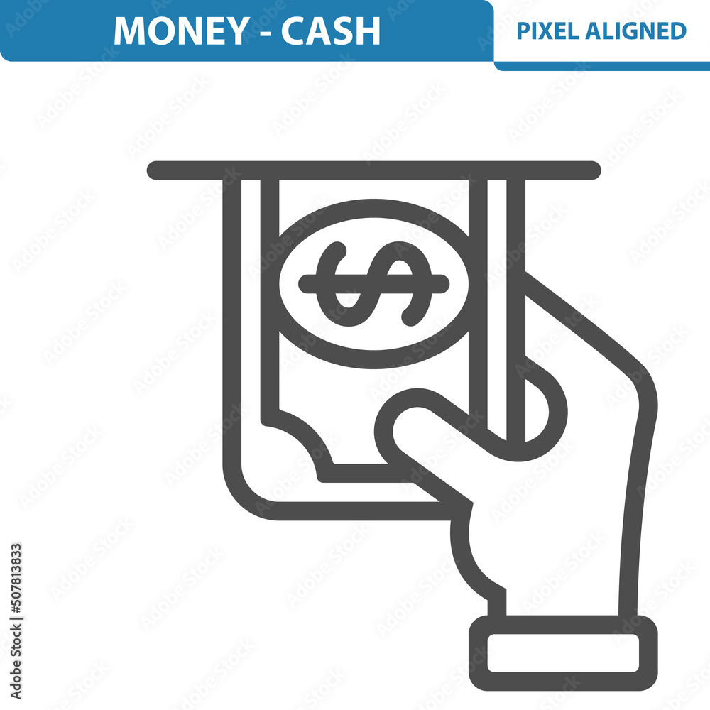Money - Cash Icon. ATM, Hand, Bill, Banknote Money - Cash Icon. ATM, Hand, Bill, Banknote