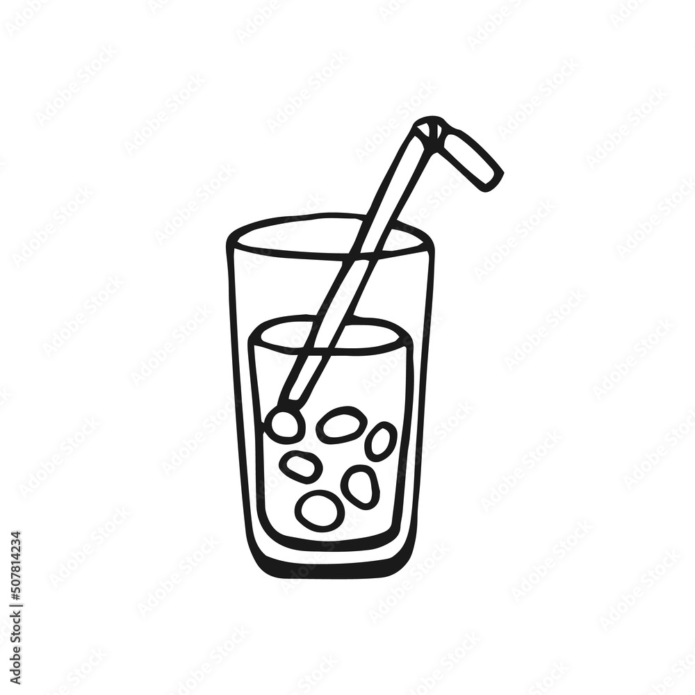 Cocktail. Hand drawn vector illustration. Line art style isolated isolated on white background. Cocktail. Hand drawn vector illustration. Line art style isolated isolated on white background.
