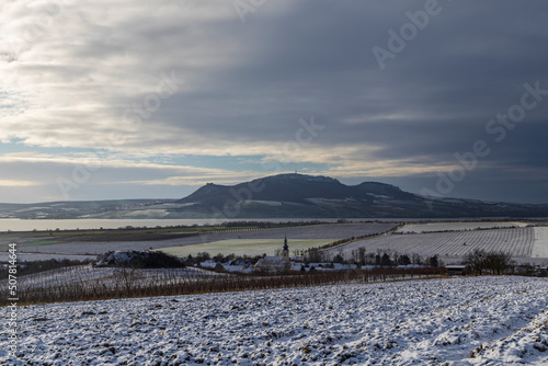 Winter landscape under Palava near Sonberk, South Moravia, Czech Republic photo