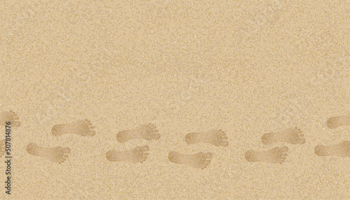 Seamless pattern Texture background Footprints of human feet on the Sand Beach background.Vector illustration Backdrop Endless Brown Beach sand dune with barefoot for Summer banner background.