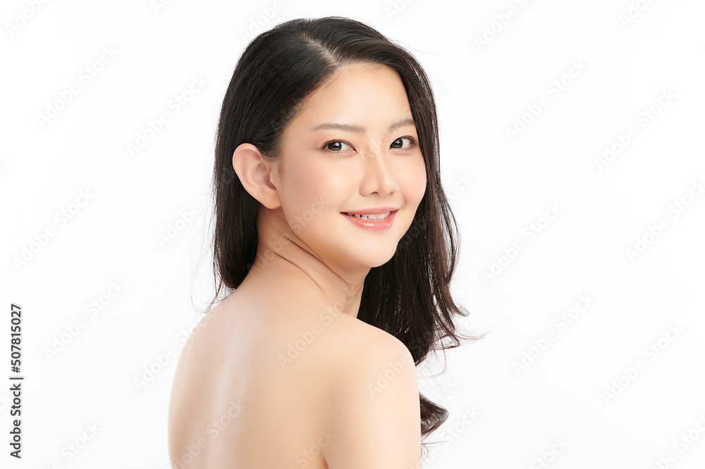 Beautiful young asian woman with clean fresh skin on white background, Face care, Facial treatment, Cosmetology, beauty and spa, Asian women portrait. Beautiful young asian woman with clean fresh skin on white background, Face care, Facial treatment, Cosmetology, beauty and spa, Asian women portrait.
