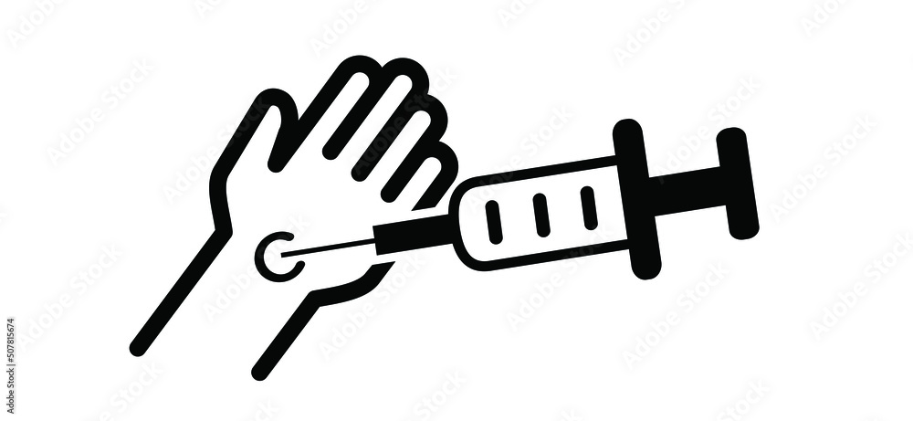 Cartoon, comic injection in hand. Needle spiking. Anti viral virus vaccine. Vector icon or symboolAntiviral virus vaccines for preventing epidemic, booster shot. Inject or injection for diabetes. Cartoon, comic injection in hand. Needle spiking. Anti viral virus vaccine. Vector icon or symboolAntiviral virus vaccines for preventing epidemic, booster shot. Inject or injection for diabetes.