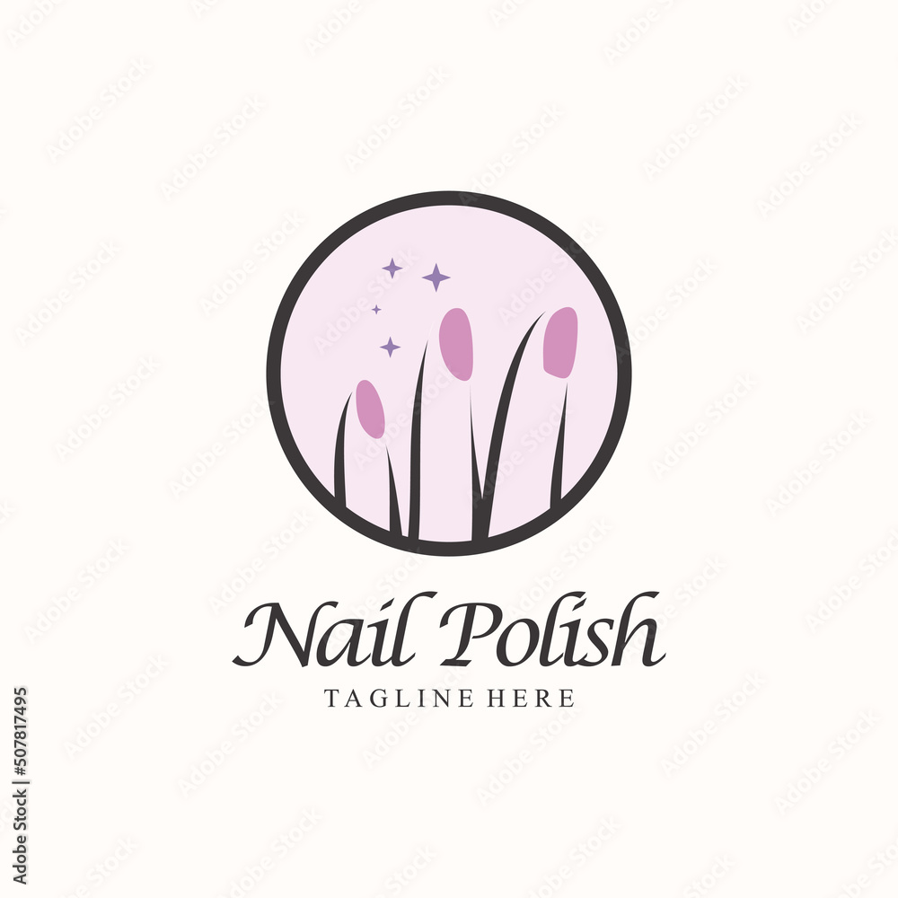 Nail polish logo icon with modern creative and unique concept design Premium Vector