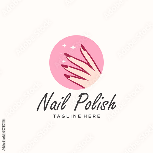 Nail polish logo icon with modern creative and unique concept design Premium Vector