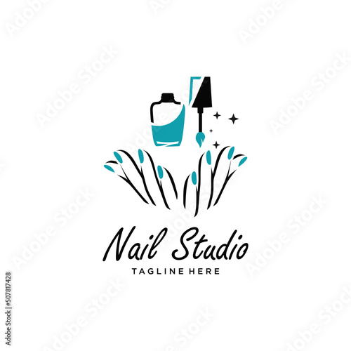 Nail polish logo icon with modern creative and unique concept design Premium Vector