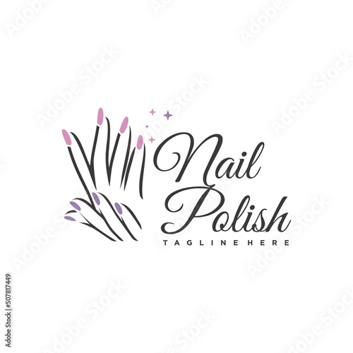 Nail polish logo icon with modern creative and unique concept design Premium Vector