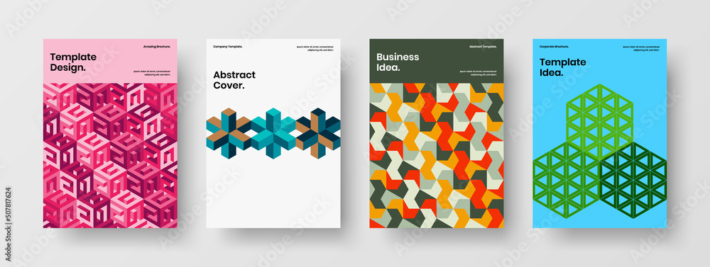 Minimalistic mosaic pattern booklet illustration collection. Amazing magazine cover A4 design vector template composition. Minimalistic mosaic pattern booklet illustration collection. Amazing magazine cover A4 design vector template composition.