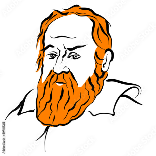 Galileo Galilei vector drawing with surface for hair