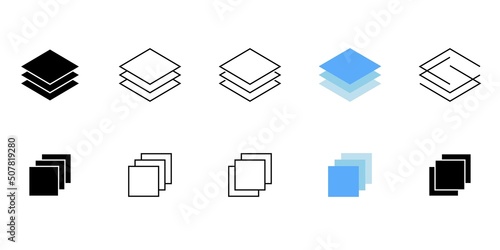 Layers icons set isolated on white background. Three level layer sign. Vector illustration.