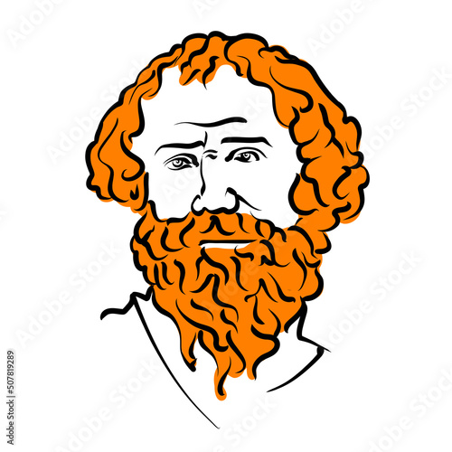 Archimedes of Syracuse vector drawing with surface for hair