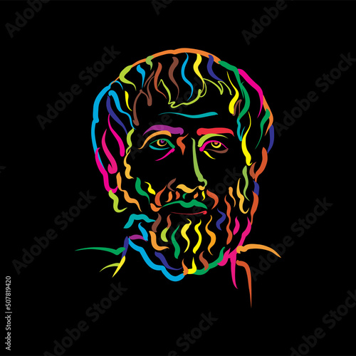 Aristotle crazy colorful outline vector drawing