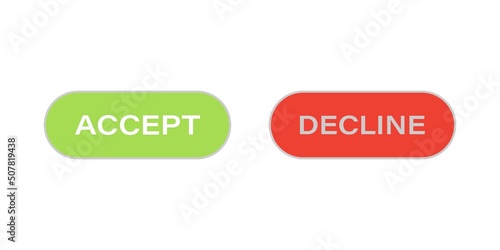 Accept and decline buttons. Web design concept. Vector illustration.
