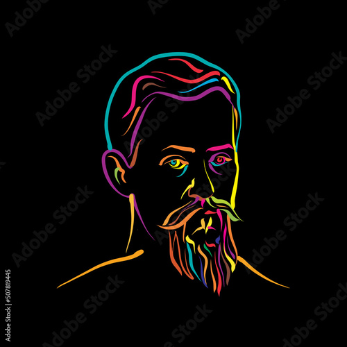 Johannes Kepler crazy colorful outline vector drawing