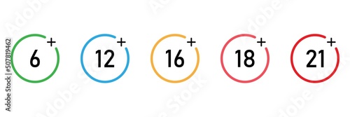 Set of age restriction icons. Age limit concept. Vector on isolated white background. Vector illustration.