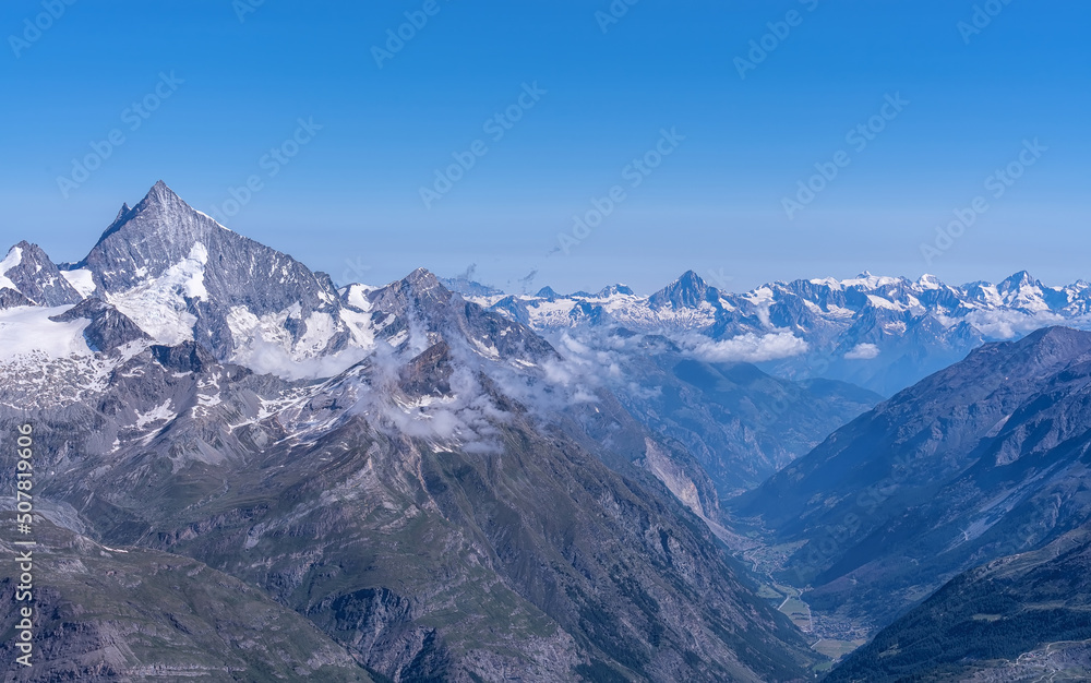 The Pennine Alps in the canton of Valais on the border of Switzerland and Italy