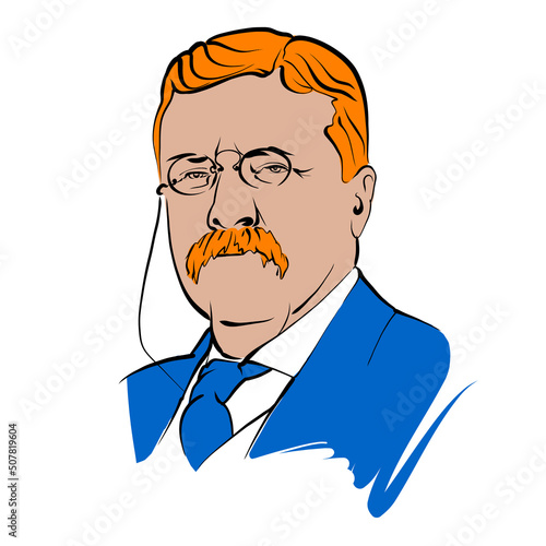 Theodore Roosevelt vector drawing with colored surfaces photo