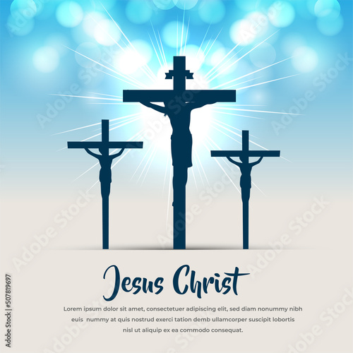 Elegant Ascension Day of Jesus Christ design with glowing sparkle glitter effect vector