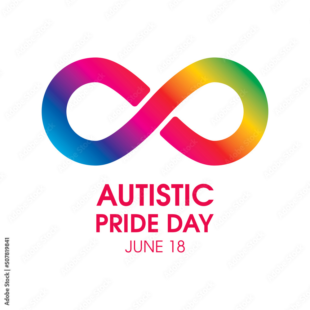 Autistic Pride Day vector. Autistic rainbow eight infinity symbol icon vector. Autistic Pride Day design element isolated on a white background. June 18. Important day Autistic Pride Day vector. Autistic rainbow eight infinity symbol icon vector. Autistic Pride Day design element isolated on a white background. June 18. Important day