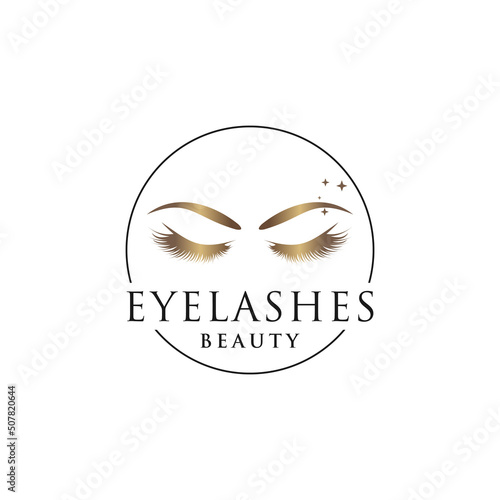 Eyelashes logo icon with modern beauty concept design Premium Vector