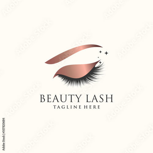 Eyelashes logo icon with modern beauty concept design Premium Vector