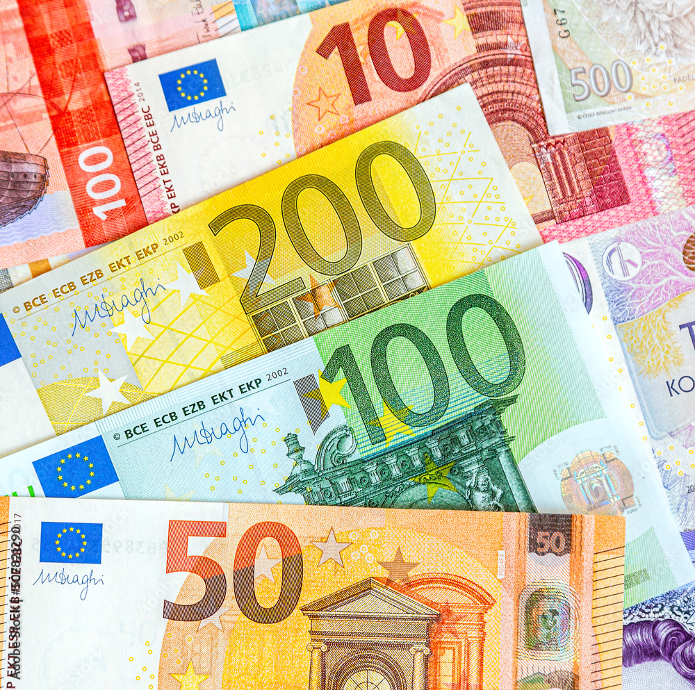 Euro banknotes close up as money background Euro banknotes close up as money background