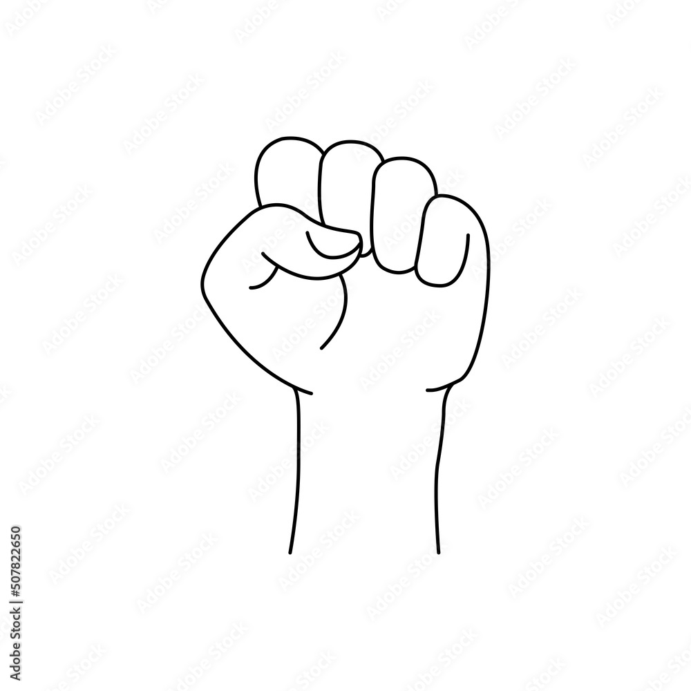 Clenched fist hand. Raised fist. Protest or revolution symbol. Vector illustration. Clenched fist hand. Raised fist. Protest or revolution symbol. Vector illustration.