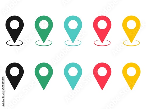 Free Download Different location pointers icons set in color. Pins set. GPS navigation, place location. Help in moving. Vector illustration. - GFXLoad
