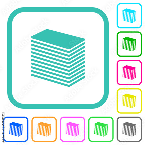 Paper stack solid vivid colored flat icons