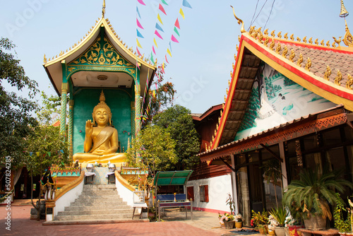 A beautiful panoramic view of Vang Vieng city in Laos.