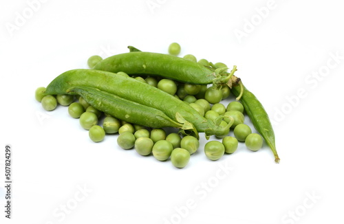 green pea vegetable bean isolated on white background