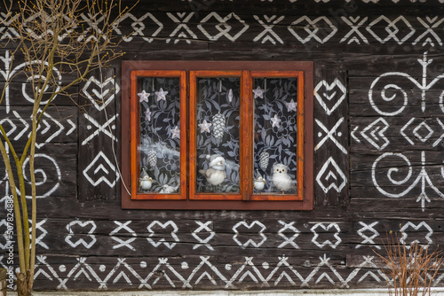 Painted folk house, UNESCO village Cicmany in Slovakia