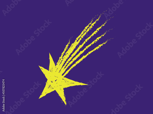 A shooting star against a dark sky. Vector illustration.