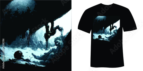 skeleton upside down t-shirt and apparel horror design vector illustration
