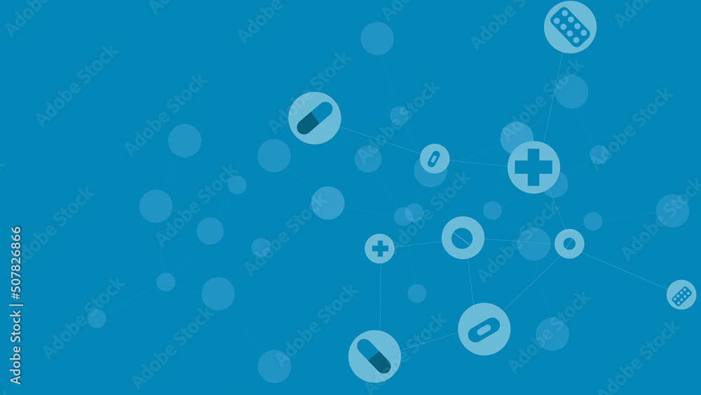 medical abstract background with medical icons and blue background with gradient