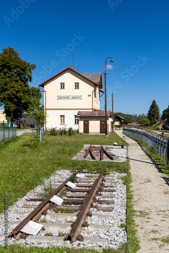 Narrow gauge railway Jindrichuv Hradec to Nova Bystrice, station Nova Bystrice, Czech Republic photo
