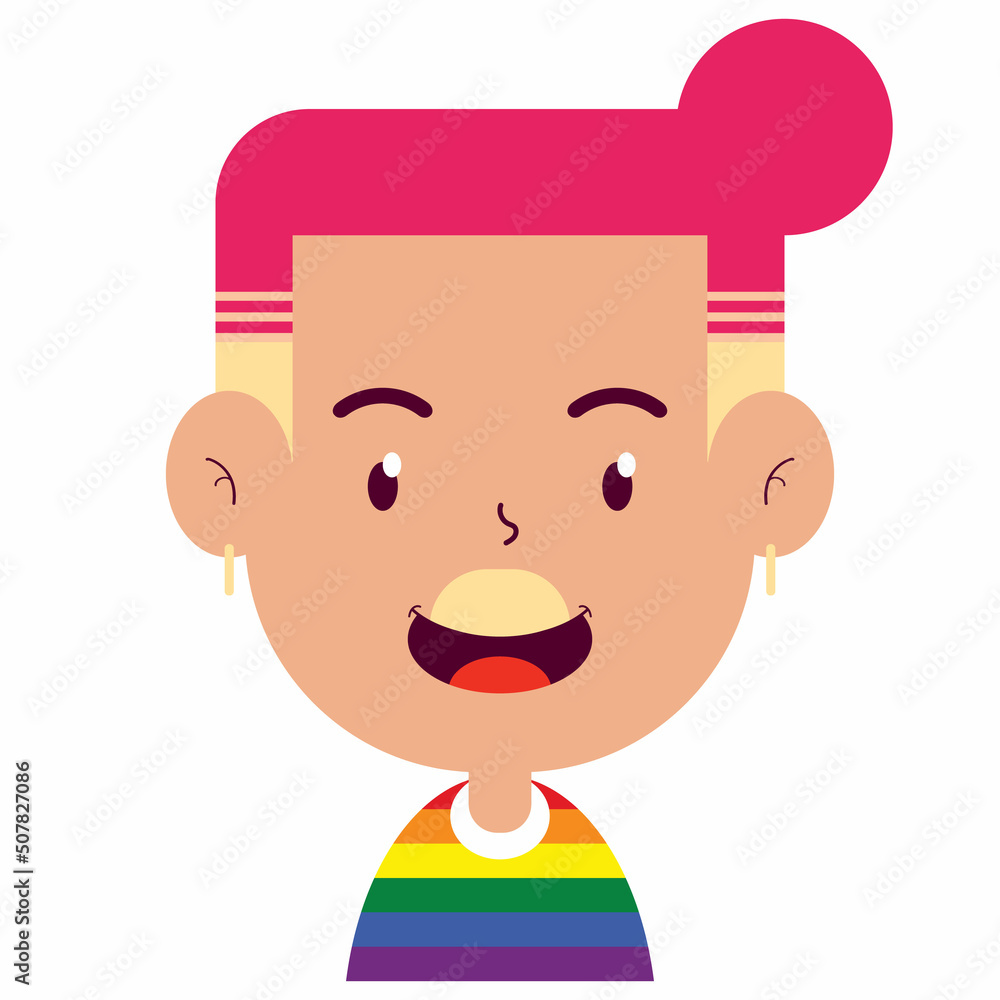 LGBT man happy face cartoon cute