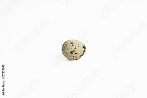 Single quail egg isolated on white background with shadow