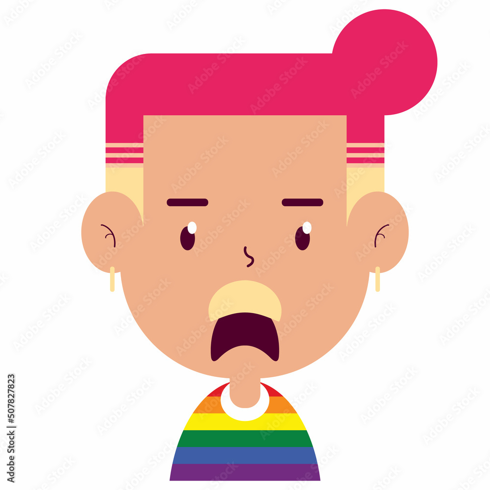 LGBT man surprise face cartoon cute LGBT man surprise face cartoon cute