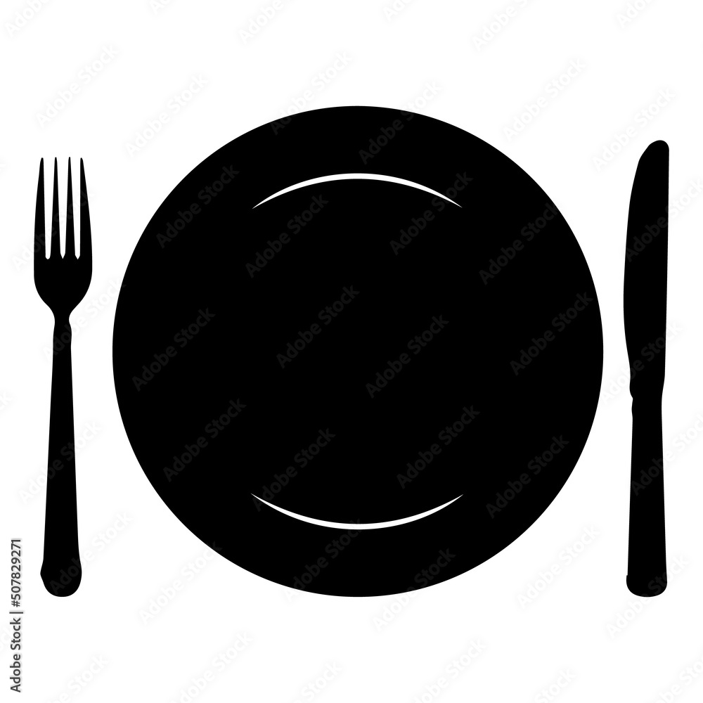 Cutlery silhouette. Restaurant vector icon. Flat design.