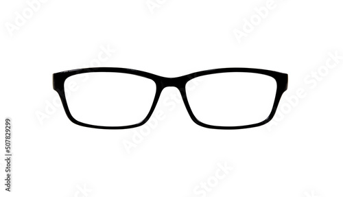 black eyeglass frames isolated on white background