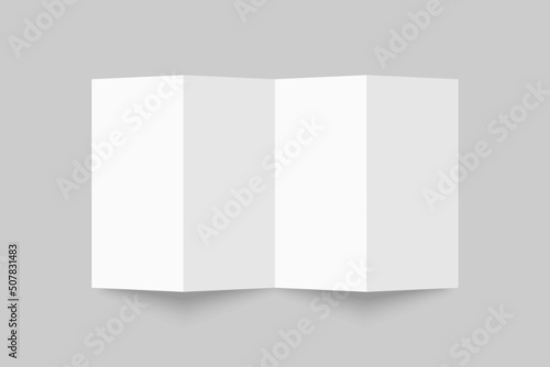 Blank sheet of paper foldet in four with shadow. Isolated vector illustration.