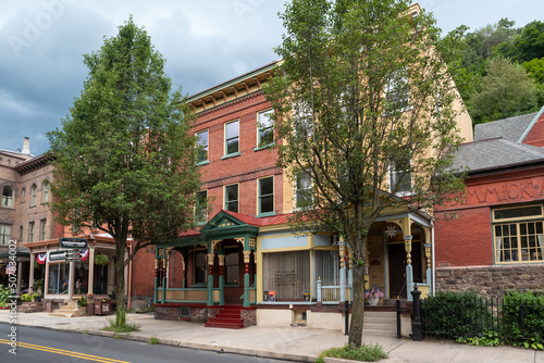 Historic streets at Jim Thorpe, a borough and the county seat of Carbon County in state of Pennsylvania. United states