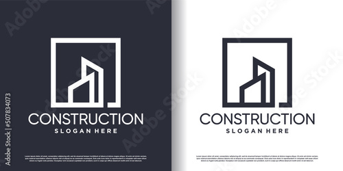 Building construction logo design for business with creative modern concept Premium Vector