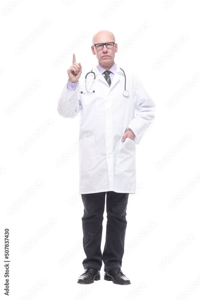 senior doctor with a stethoscope. isolated on a white senior doctor with a stethoscope. isolated on a white