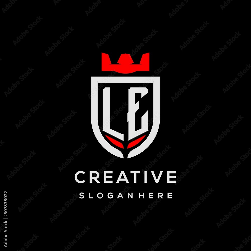 Letter LE shield logo gaming, creative esport logo monogram ideas - obrazy, fototapety, plakaty 