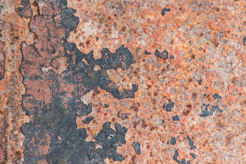 Grunge red and brown color rust metal texture background © bankrx
