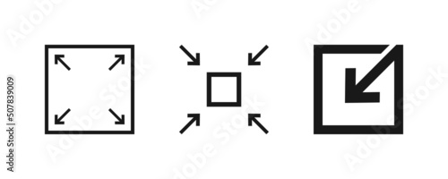 Scalability icons in flat style isolated on white background. Simple abstract icon in black. Line vector design for web site, UI, mobile app. Vector illustration.