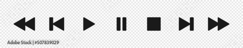 Set of buttons for media interface. Play, pause, stop, next, previous. Play and pause buttons,video audio player,player button set icon symbol. Vector illustration.