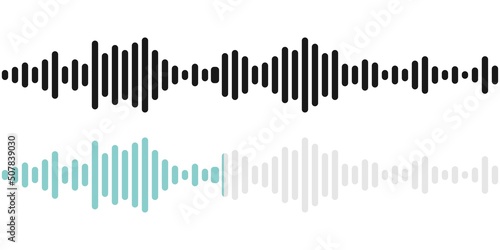 Voice message, sound or audio wave icon. Sound wave for social media and music app. Mobile chat concept in vector flat style. Vector illustration.